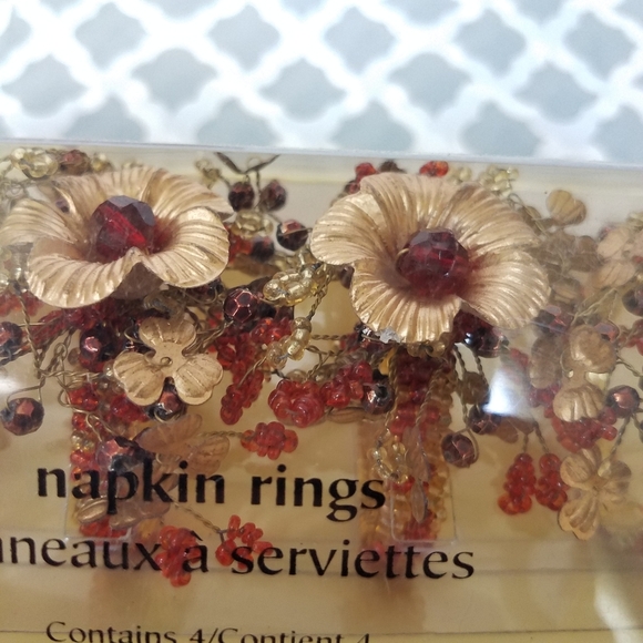 Pier 1 Imports Brown Flower Napkin Rings 4 New - Picture 2 of 5